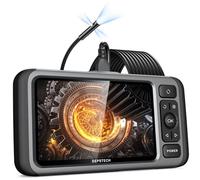 Endoscope Industriel, DEPSTECH Triple lentille Caméra d'inspection IPS 5 Pouces, 1080P HD Caméra Endoscopique avec 8 LED Réglables, Serpent Étanche IP67, Câble Semi-Rigide de 5M, Carte TF 32G