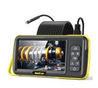 Endoscope numérique HD Industriel 1080p à Double Objectif, caméra d'inspection Endoscope IPS de 5,0" avec étanchéité IP67 et 8 lumières LED, câble Semi-Rigide de 5M.