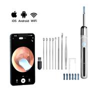 Endoscope WiFi 4.2mm 1080P, caméra de sélection d'oreille avec Base de cuillère d'oreille pour iOS/Android, Otoscope de nettoyage d'oreille avec outil d'élimination du cérumen Black