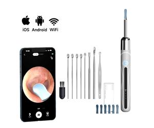 Endoscope WiFi 4.2mm 1080P, caméra de sélection d'oreille avec Base de cuillère d'oreille pour iOS/Android, Otoscope de nettoyage d'oreille avec outil d'élimination du cérumen White with Tools