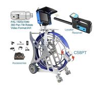 Endoscopes, FHD 1920x1080P 58mm 360 Pan Tilt Rotation Tuyau Drain Conduit D'égout Vidéo Inspection Caméra Système DVR 9mm 60m Câble(50m,Kit C50PT Camera)