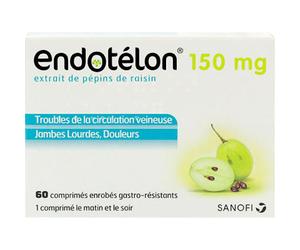 Endotélon 150mg Extrait De Pépin De Raisin Jambes Lourdes 60 Comprimés Enrobés Gastro-Résistants