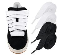 Endoto 2 Paires Lacet Epais pour Adidas Campus 00s Chaussures, 20MM de Large Remplacement Plats Gros Lacets Laces-Noir&Blanc, 50 pouces