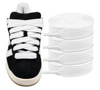 Endoto 2 Paires Lacet pour Adidas Campus 00s Chaussures, 16MM de Large Remplacement Plats Gros Lacets Laces - Blanc, 36 pouces