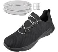 Endoto Lacet Elastique pour Skechers Running Chaussures, Remplacement Attache Lacets Sans Noeuds Laces avec Capsule en Métal - Gris, 97 CM