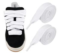 Endoto Lacet Epais pour Adidas Campus 00s Chaussures, 20MM de Large Remplacement Plats Gros Lacets Laces-Blanc, 50 pouces