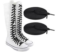 Endoto Lacet Long pour Converse Knee High Chaussures, Remplacement 8MM Plats Lacets Laces pour Chuck Taylor All Star Shoes - Noir, 132 pouces