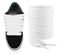 Endoto Lacet pour Vans Knu Skool Chaussures de Running, 16MM de Large Remplacement Plats Gros Lacets Laces - Blanc, 45 pouces