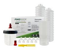 Endozer Pistolet à peinture jetable, système de peinture pour pistolet à peinture HVLP et LVLP, kit standard de 600 ml, 0 doublures, 40 couvercles avec passoire, 1 tasse rigide avec anneau de retenue