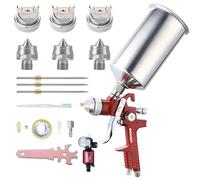 ENDOZER Pistolet pulvérisateur professionnel HVLP à alimentation par gravité avec buses de 1,4, 1,7, 2 mm, pistolet à peinture avec tasse en aluminium de 1000 cc pour peinture automobile, peinture