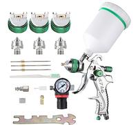 ENDOZER Pistolet pulvérisateur professionnel HVLP à alimentation par gravité avec buses de 1,4, 1,7, 2 mm, 600 cc avec jauge pour peinture automobile, apprêt, couche de finition et retouche