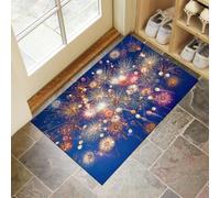Endroits Magnifiques Pour Observer Tapis d'entrée, Feux D'Artifice Ciel Étoilé Antidérapant Paillasson Entrée Lavable - Bleu Marine Foncé Tapis de porte Absorbant pour Hall Salle de bain, 60 x 90 cm