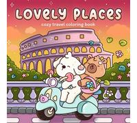 Endroits merveilleux : Livre de coloriage de voyage douillet - 40 pages, papier opaque de 205 g/m² | Scènes de destinations mondiales imaginatives (mignons chiots et ours faisant du skateboard autour