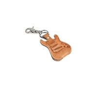 ends cuoio Porte-médiator en Forme de Guitare électrique Fender Stratocaster en Cuir véritable avec Porte-clés et Mousqueton fabriqué en Italie (Ocre)