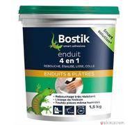 Bostik Enduit mural 4 en 1 pâte - Rebouche, égalise, lisse, colle - Blanc 1,5 kg