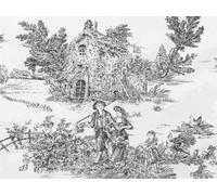 Enduit Anti Tache Toile de Jouy Tissu Variante Couleur Jaune | 100% Coton | Hauteur 180 cm | Vendu au mètre linéaire