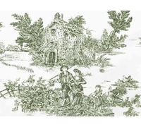 Enduit Anti Tache Toile de Jouy Tissu Variante Couleur Vert | 100% Coton | Hauteur 180 cm | Vendu au mètre linéaire