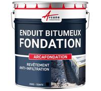 Enduit pour fondations, murs enterrés, bitumeux noir, hydrofuge, parpaing, béton, brique, bois : Arcafondation - 20 kg Noir - ARCANE INDUSTRIES