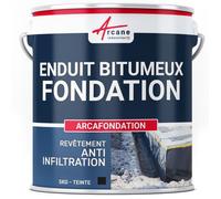 Enduit pour fondations, murs enterrés, bitumeux noir, hydrofuge, parpaing, béton, brique, bois : Arcafondation - 5 kg Noir - ARCANE INDUSTRIES