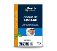 Bostik Enduit lissage poudre - Lisse et masque jusqu'à 2 mm - Facile à poncer - Blanc 15 kg