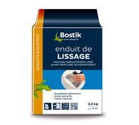 Bostik Enduit de Lissage Poudre, Lisse et Masque jusqu'à 2mm, Facile à Poncer, Tous Supports, Usage Intérieur, Blanc, Sac de 2,5 kg
