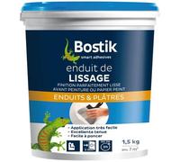 Bostik Enduit de lissage en pâte – Prêt à l'emploi, usage intérieur – Pot 1,5 kg Blanc