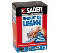 Sader Enduit de Lissage Mur Prêt à l'Emploi en Pâte - Intérieur et Plafond - Utilisable comme Joint Plaque de Plâtre, Rebouche Trou Jusqu'à 2 mm et Bouche Pore Bois - Blanc - 1 Pot de 1,5 kg