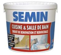 Enduit de rebouchage et rénovation spécial cuisine et salle de bain Semin - adapté aux pièces humides - seau de 1 kg