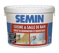Enduit de rebouchage et rénovation spécial cuisine et salle de bain Semin - adapté aux pièces humides - seau de 5 kg