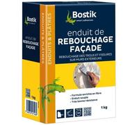 Bostik Enduit de rebouchage façade en poudre – Intérieur/Extérieur – Tous supports – Blanc 1 kg