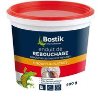 Bostik Enduit de Rebouchage en Pâte Prêt à l’Emploi - Rebouchage et Égalisation de Trous et Fissures Jusqu’à 1 cm - Blanc - Pot de 500 g
