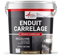 Enduit décoratif carrelage intérieur | Enuit pour mural pour cuisine, salle de bain, plan de travail, crédence : RENOVE CARRELAGE - 10 kg (environ 6,5 m²) Châtaigne - ARCANE INDUSTRIES