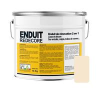 Enduit décoratif, rénovation rapide, 2 en 1, lisse et décore sur plâtre, peintures, crépis, fibres 15 Kg Crème (RAL 9001)
