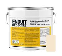 Enduit décoratif, rénovation rapide, 2 en 1, lisse et décore sur plâtre, peintures, crépis, fibres, toile de verre 15 Kg Crème (RAL 9001)