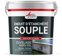 Étanchéité Piscine, Bassin, Citerne, Béton 4 kg Gris Marron Proche | Enduit Souple Étanchéité Piscine, Bassin, Citerne, sous-Carrelage, Protège les Ouvrages Fissurés - Arcane Industries