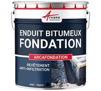 Enduit Fondation Bitumineux - Étanchéité Mur Enterré et Soubassement - Goudron Liquide Haute Résistance - Protège contre Humidité et Infiltrations Sol - 20 kg Noir - ARCANE INDUSTRIES