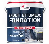 Enduit Fondation Bitumineux - Étanchéité Mur Enterré et Soubassement - Goudron Liquide Haute Résistance - Protège contre Humidité et Infiltrations Sol - 5 kg Noir - ARCANE INDUSTRIES