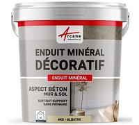 Enduit minréral decoratif interieur | Aspect/Effet beton pour sol et mur toute pièce intérieure - 4 kg Albatre - ARCANE INDUSTRIES