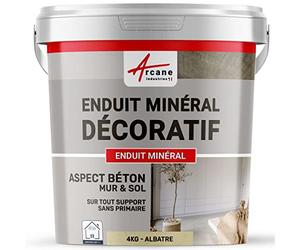 Enduit minréral decoratif interieur | Aspect/Effet beton pour sol et mur toute pièce intérieure - 4 kg Albatre - ARCANE INDUSTRIES