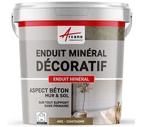 Enduit minréral decoratif interieur | Aspect/Effet beton pour sol et mur toute pièce intérieure - 4 kg Châtaigne - ARCANE INDUSTRIES