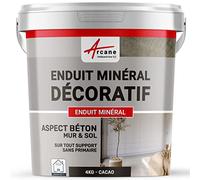 Enduit minréral decoratif interieur | Aspect/Effet beton pour sol et mur toute pièce intérieure - 4 kg Cacao - ARCANE INDUSTRIES