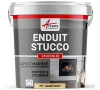Enduit Stucco Intérieur avec Mortier et Colorant 7 m² Jaune Sable | Mortier et Colorant, s'Applique en Intérieur sur Plâtre, Ciment et Béton, Nettoyage à l'Eau - Arcane Industries