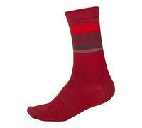 Chaussettes Endura Stripe BaaBaa Merino rouges foncées - S-M