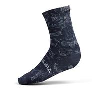 Endura Men's Grid Floral Ltd Print Cycling Socks, Black, L-XL