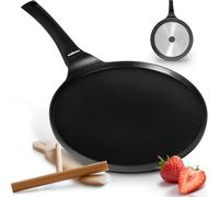 endusor Crêpière Induction 26cm avec Spatule & Répartiteur (Hêtre Allemand)