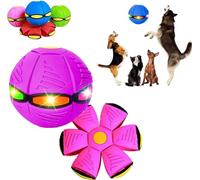 Endxedio Balle disque pour chien avec lumières, jouet portable avec soucoupe volante, balle de disque créative pour chien de grande taille (rose, 3 lumières)