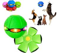 Endxedio Balle disque pour chien avec lumières, jouet portable pour soucoupe volante, balle de disque créative pour chien de grande taille (vert, 6 lumières)