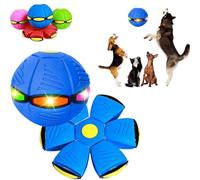 Endxedio Balle disque pour chien avec lumières, jouet portable pour soucoupe volante, balle de disque créative pour chien de grande taille (bleu, 6 lumières)