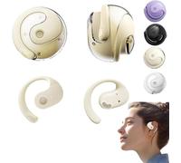 Endxedio Écouteurs Bluetooth 5.4 stéréo ouverts 3D à suspendre, petite boule de noix de coco, écouteurs Bluetooth à oreilles ouvertes, haute qualité sonore, suppression du bruit (beige)