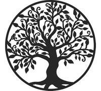 ENDYAK Décoration murale en métal Cadre Arbre de Vie Deco murale noir industrielle Tableau grand modern original pour salon (30 * 30cm)